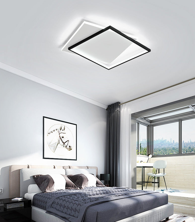 Geometrical Acrylic Flush Mount Ceiling Light Simplicity LED Black-White Flush Mount Light