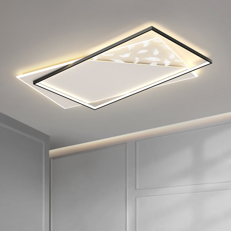 Square Feather LED Semi Flush Mount in Modern Concise Style Acrylic Ceiling Light for Bedroom