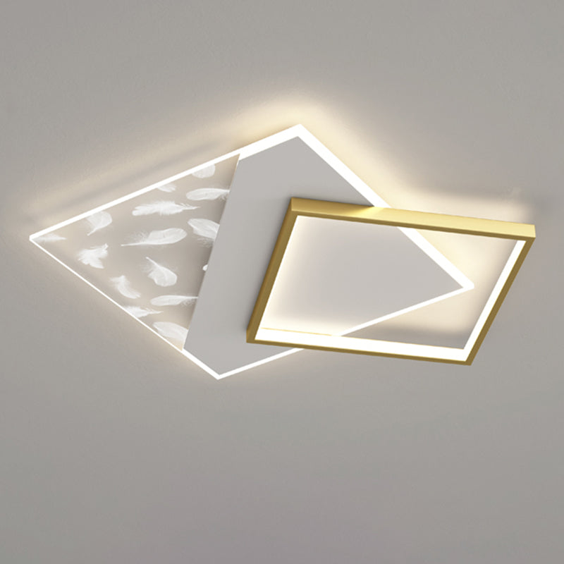 Square Feather LED Semi Flush Mount in Modern Concise Style Acrylic Ceiling Light for Bedroom