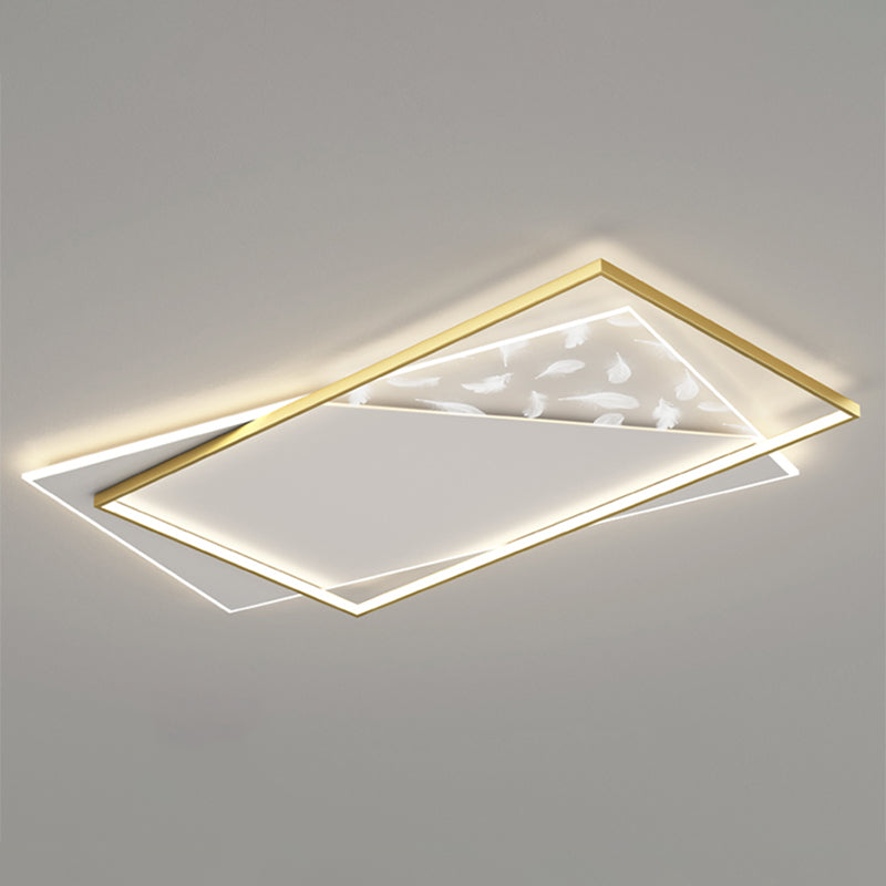 Square Feather LED Semi Flush Mount in Modern Concise Style Acrylic Ceiling Light for Bedroom