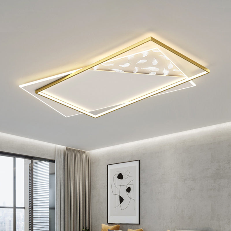 Square Feather LED Semi Flush Mount in Modern Concise Style Acrylic Ceiling Light for Bedroom