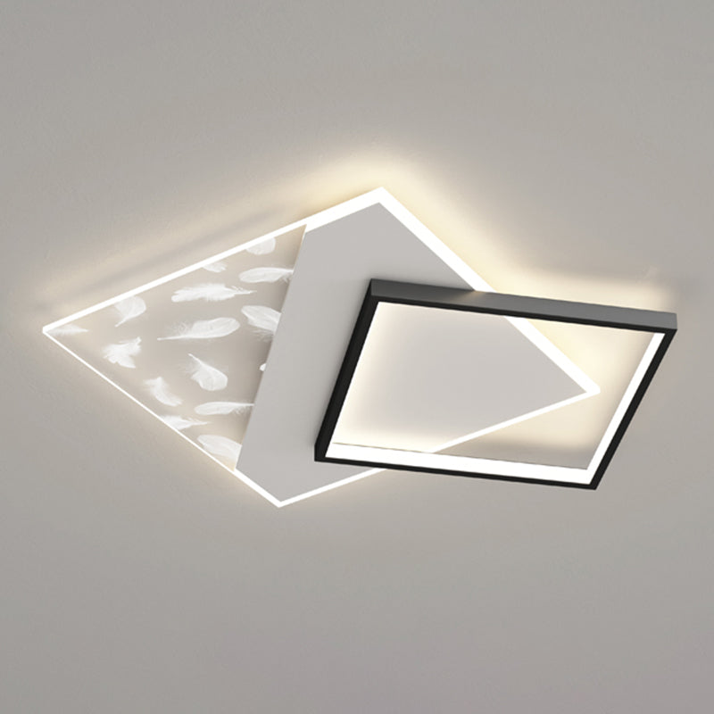 Square Feather LED Semi Flush Mount in Modern Concise Style Acrylic Ceiling Light for Bedroom