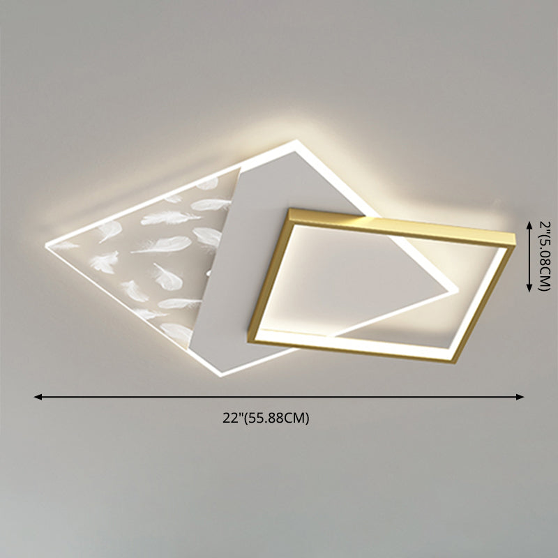 Square Feather LED Semi Flush Mount in Modern Concise Style Acrylic Ceiling Light for Bedroom