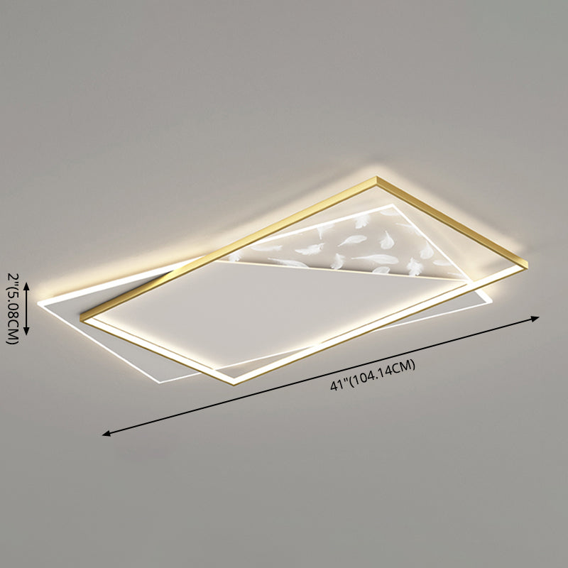 Square Feather LED Semi Flush Mount in Modern Concise Style Acrylic Ceiling Light for Bedroom