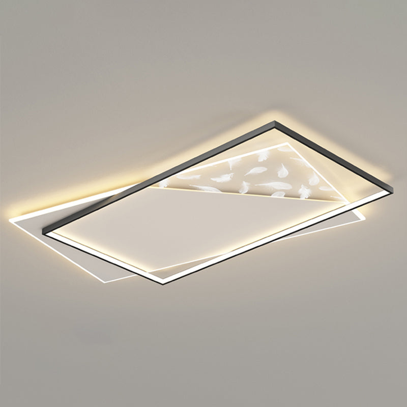 Square Feather LED Semi Flush Mount in Modern Concise Style Acrylic Ceiling Light for Bedroom