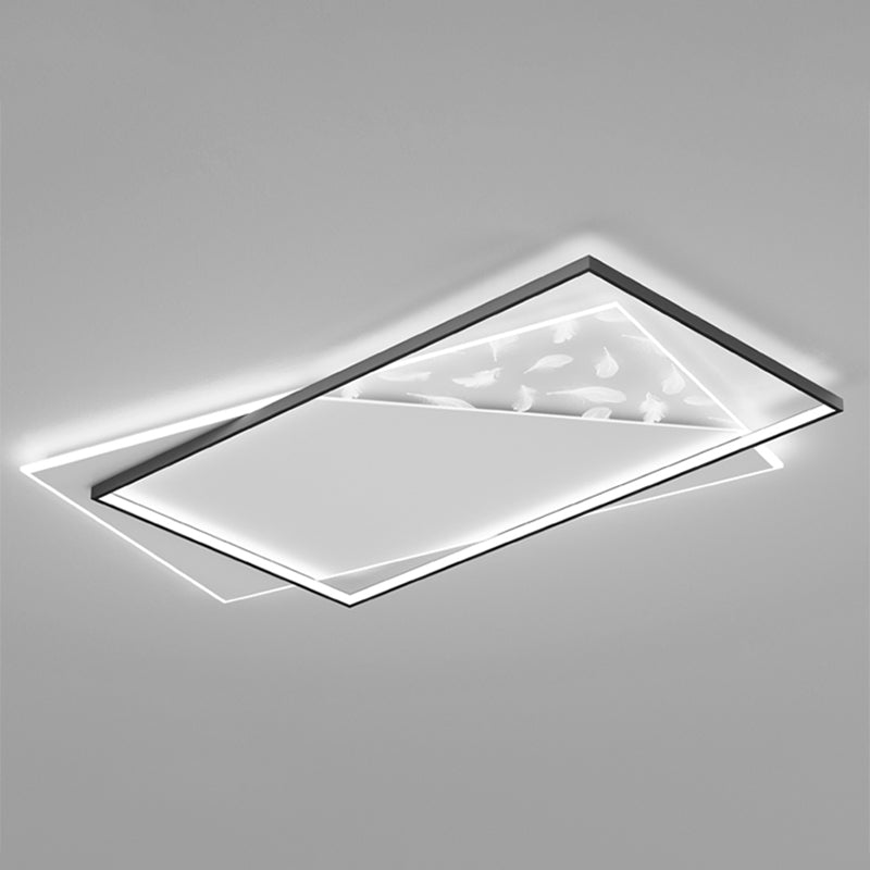 Square Feather LED Semi Flush Mount in Modern Concise Style Acrylic Ceiling Light for Bedroom