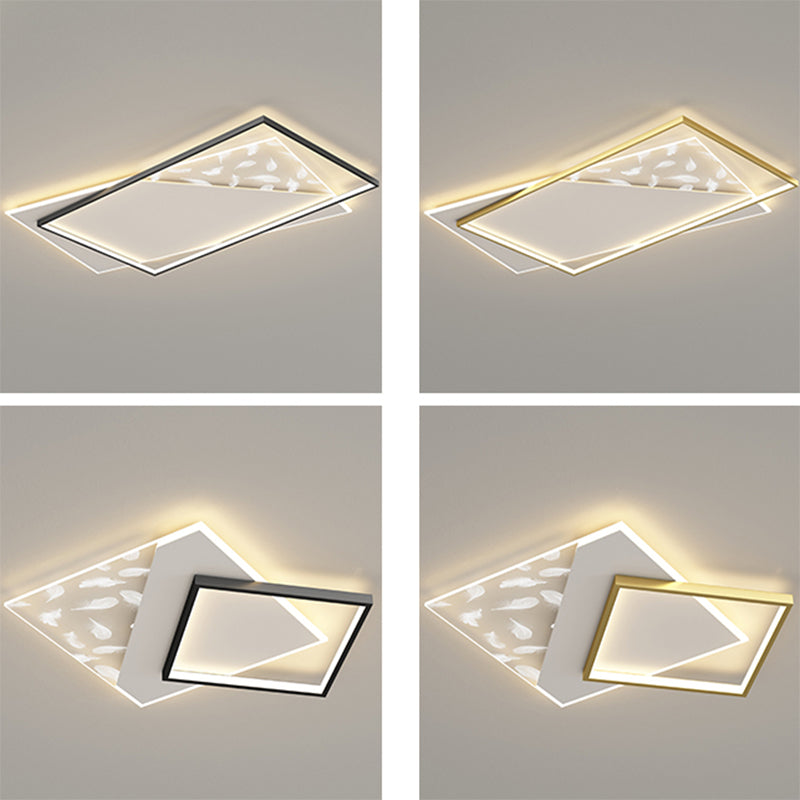 Square Feather LED Semi Flush Mount in Modern Concise Style Acrylic Ceiling Light for Bedroom