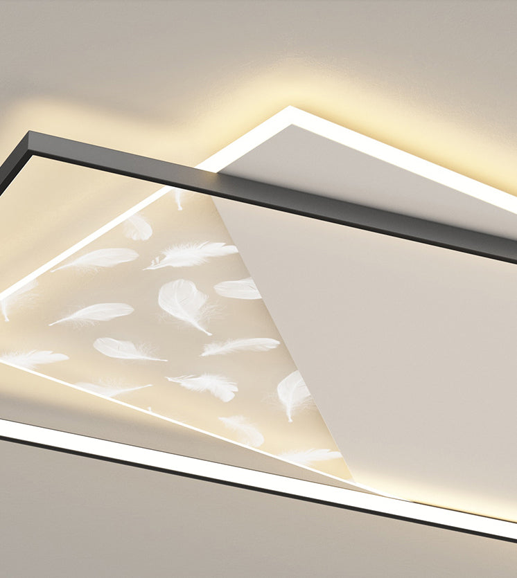 Square Feather LED Semi Flush Mount in Modern Concise Style Acrylic Ceiling Light for Bedroom
