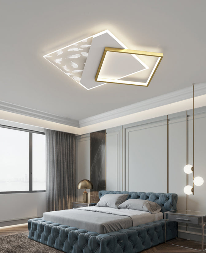 Square Feather LED Semi Flush Mount in Modern Concise Style Acrylic Ceiling Light for Bedroom