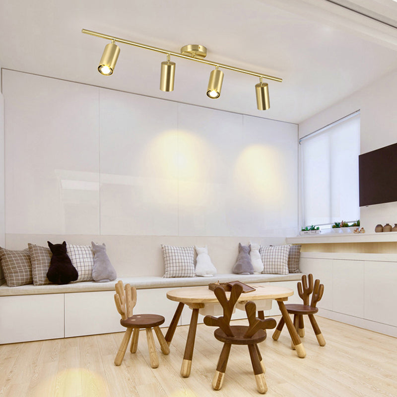 Luz de pista nórdica montada en superficie en sala de estar dorada, tienda de ropa para el hogar, iluminación comercial semimontada
