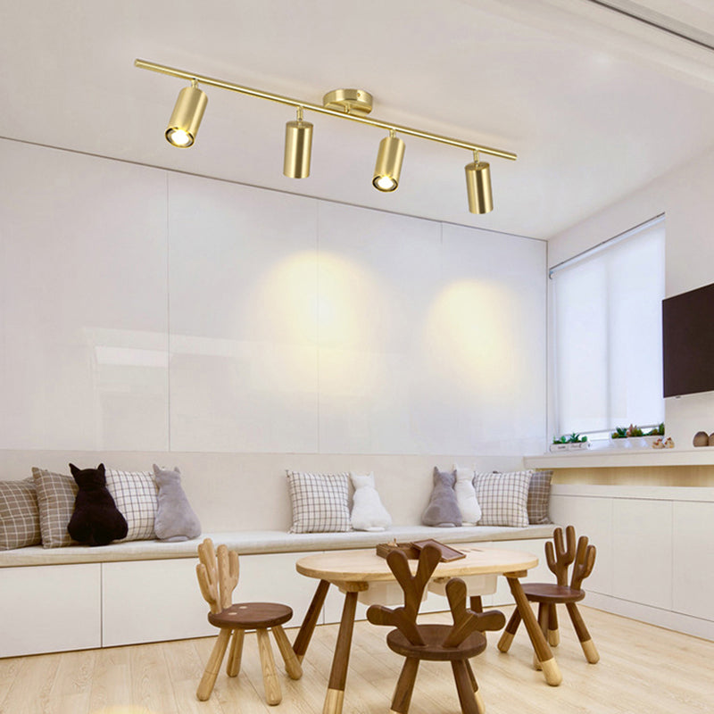Luz de pista nórdica montada en superficie en sala de estar dorada, tienda de ropa para el hogar, iluminación comercial semimontada