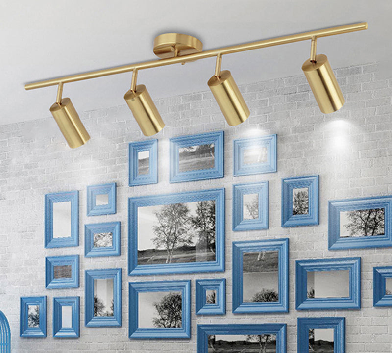 Luz de pista nórdica montada en superficie en sala de estar dorada, tienda de ropa para el hogar, iluminación comercial semimontada