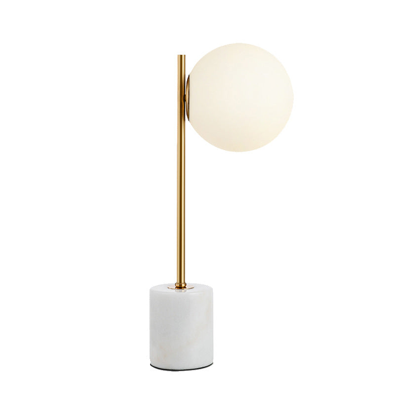 Simplicity Style Frosted Glass Globe Table Lamp White Marble Base Home Decorative Lighting Fixture