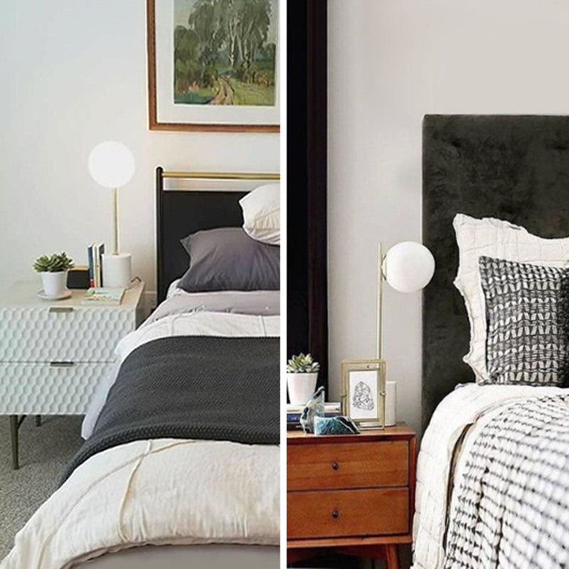 Simplicity Style Frosted Glass Globe Table Lamp White Marble Base Home Decorative Lighting Fixture