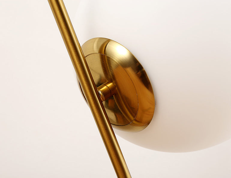 White Glass Globe Table Lamp Nordic Style Simplicity Bedroom Lighting Fixture in Electroplated Gold