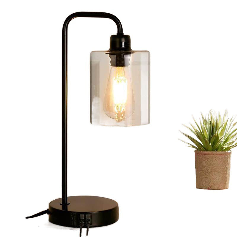 Industriële trommeltafel lichtglas 1 lichte tafellamp