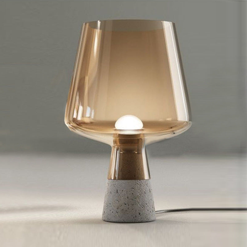 Cement Base Nordic Minimalism Glass Table Lamp Creative Goblet-shaped Single Bulb Nightstand Light