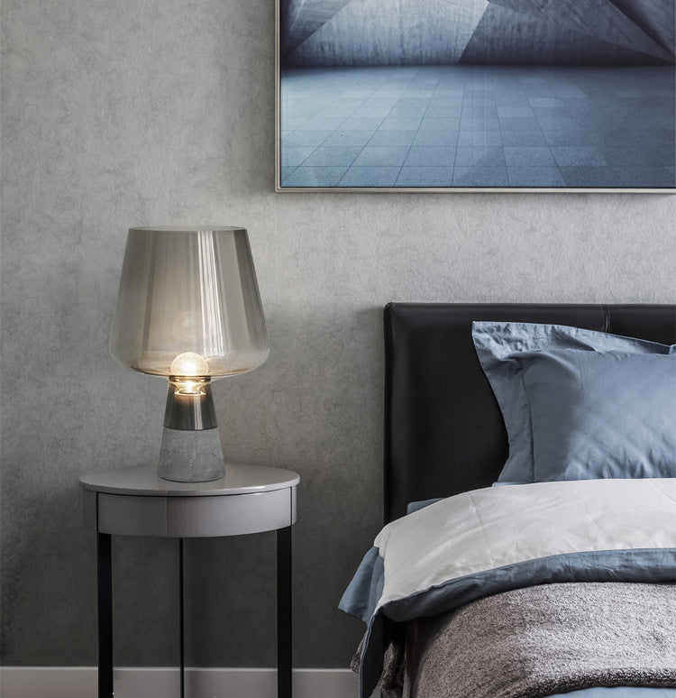 Cement Base Nordic Minimalism Glass Table Lamp Creative Goblet-shaped Single Bulb Nightstand Light
