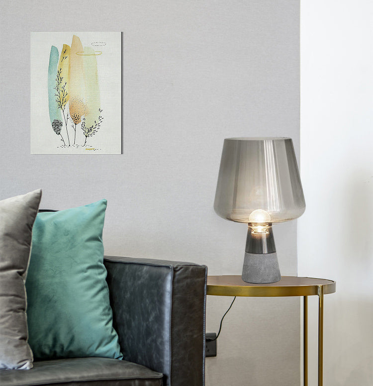 Cement Base Nordic Minimalism Glass Table Lamp Creative Goblet-shaped Single Bulb Nightstand Light