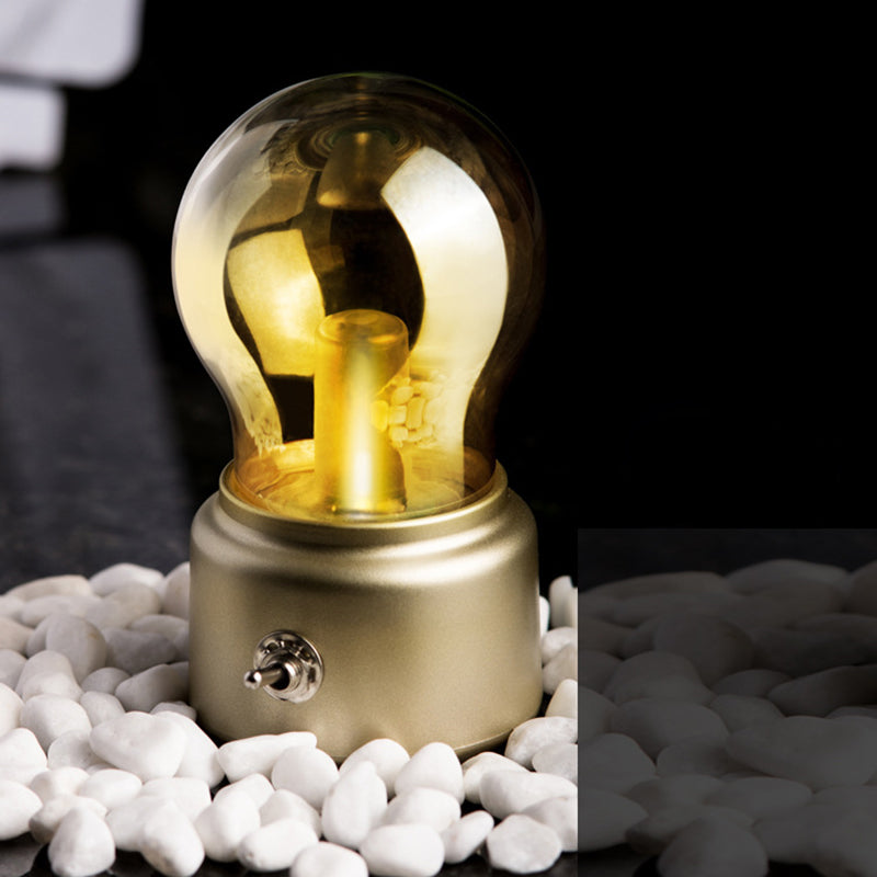 Bulbe en verre mini lampe de table simple 1 Hier-chambre à coucher stand de nuit avec un interrupteur rotatif