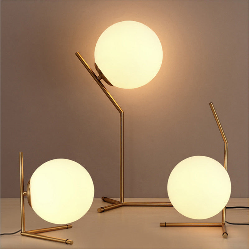 Modern Global Table Light White Glass 1 Light Table Lamp with Metal Backplate