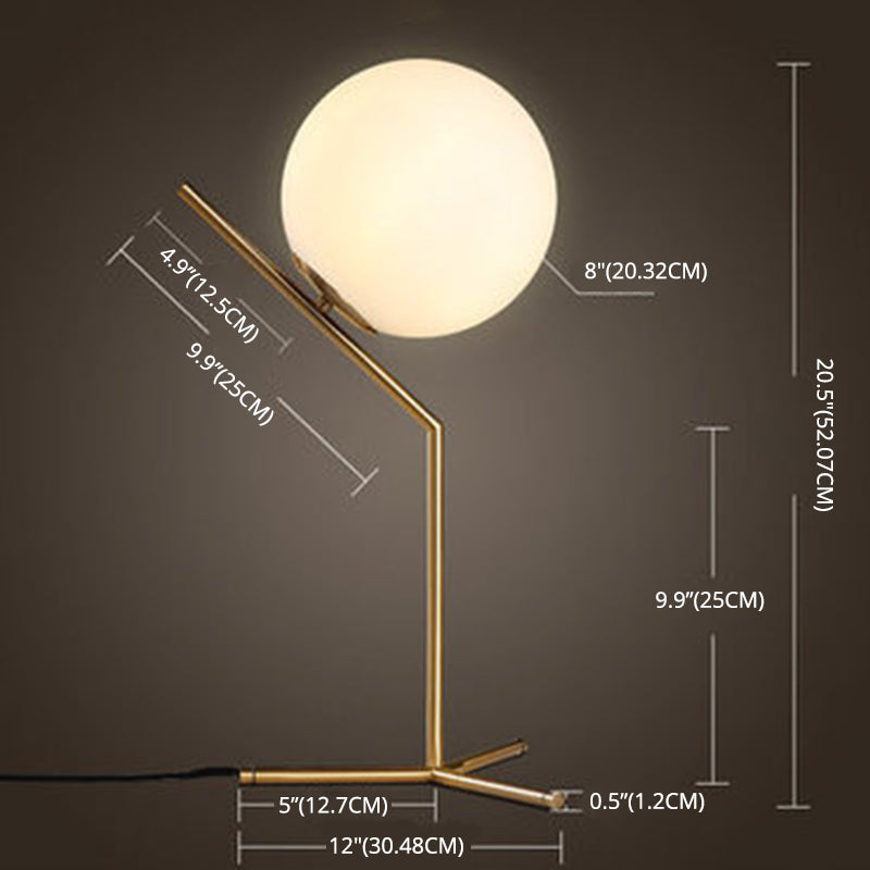 Modern Global Table Light White Glass 1 Light Table Lamp with Metal Backplate
