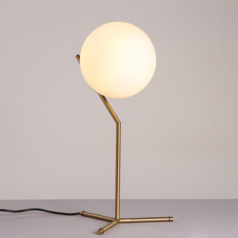 Modern Global Table Light White Glass 1 Light Table Lamp with Metal Backplate