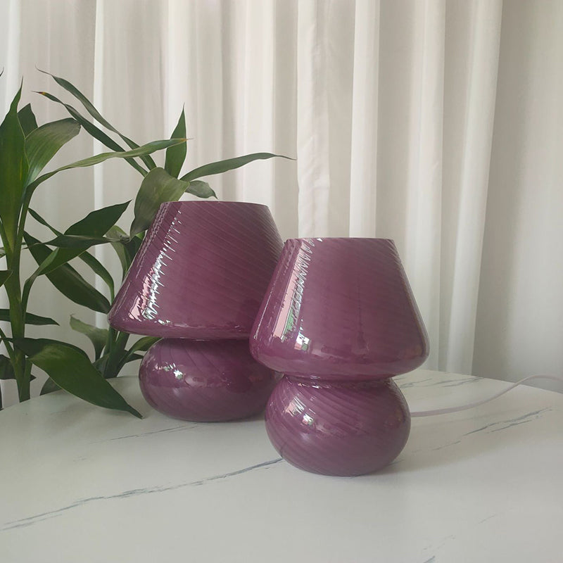 Trendy Mushroom Shaped Table Light Macaron Glass 1-Light Nightstand Lamp for Bedroom