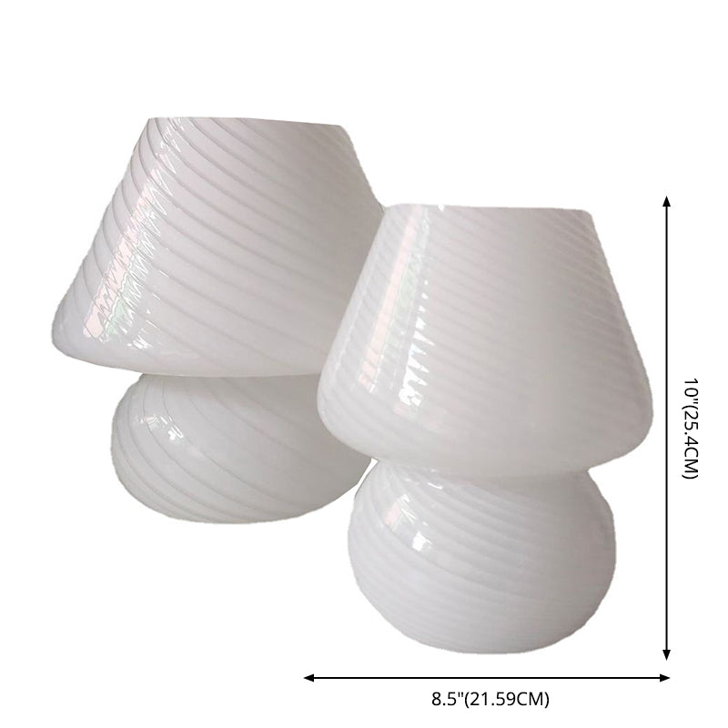 Trendy Mushroom Shaped Table Light Macaron Glass 1-Light Nightstand Lamp for Bedroom