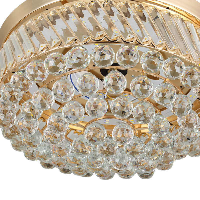 Goldfasshängelampe mit Lüfter Moderner LED-Kristallkugel Deckenbeleuchtung in farbveränderten/weißen Licht, Wandsteuerung/Fernbedienung/Frequenzumwandlung