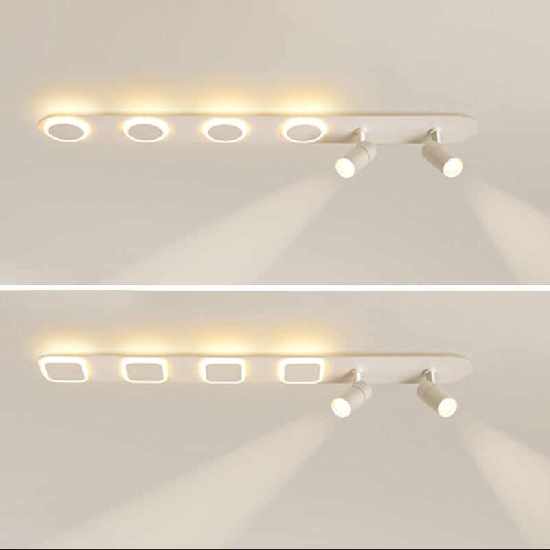 Luz de techo de semi-ras de LED rectangulares en blanco en simplicidad moderna Montaje a ras de hierro forjado con sombra acrílica