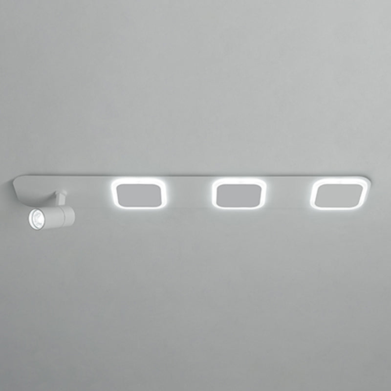 Luz de techo de semi-ras de LED rectangulares en blanco en simplicidad moderna Montaje a ras de hierro forjado con sombra acrílica
