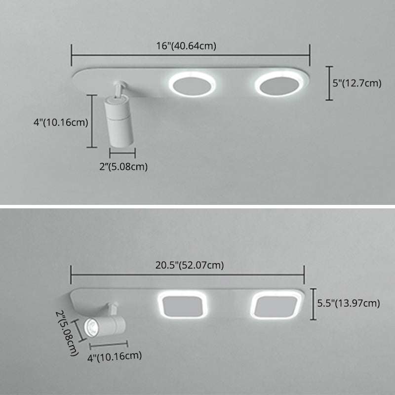 Luz de techo de semi-ras de LED rectangulares en blanco en simplicidad moderna Montaje a ras de hierro forjado con sombra acrílica