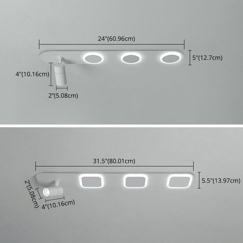 Luz de techo de semi-ras de LED rectangulares en blanco en simplicidad moderna Montaje a ras de hierro forjado con sombra acrílica