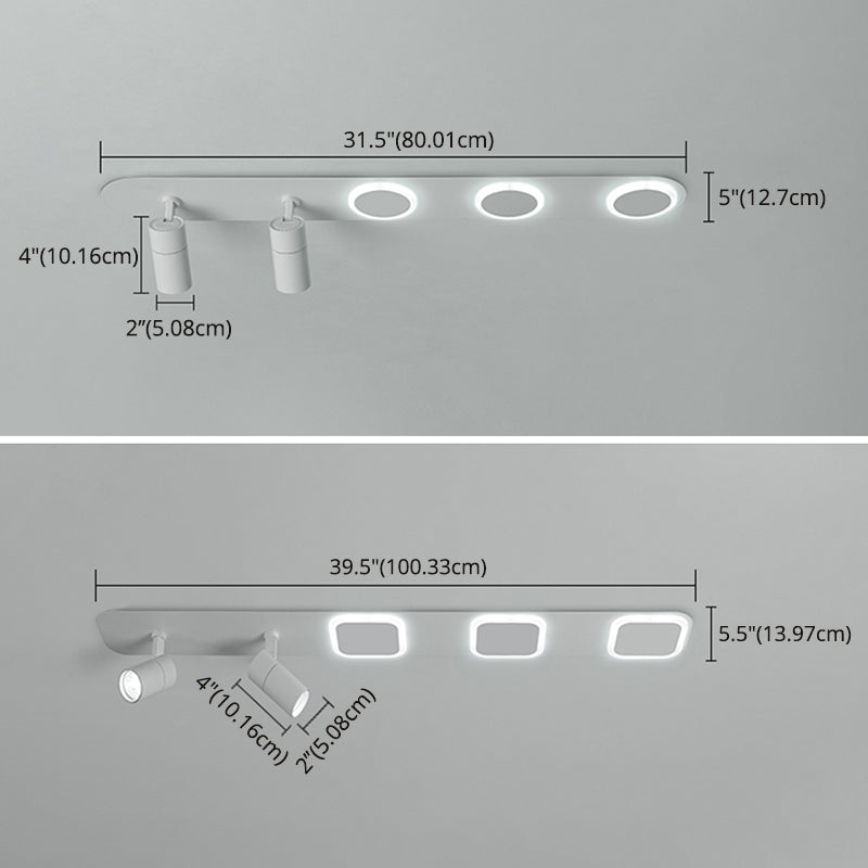 Luz de techo de semi-ras de LED rectangulares en blanco en simplicidad moderna Montaje a ras de hierro forjado con sombra acrílica