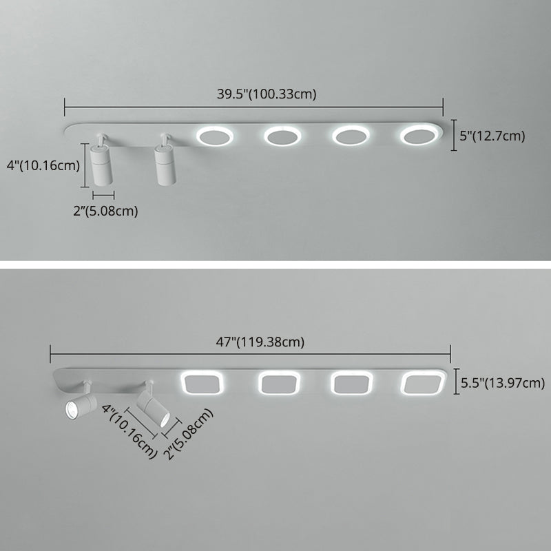Luz de techo de semi-ras de LED rectangulares en blanco en simplicidad moderna Montaje a ras de hierro forjado con sombra acrílica