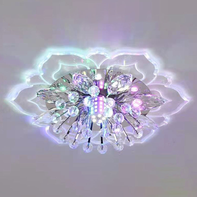 Flower-shaded Flush Mount Ceiling Light Fixture Modern Crystal Flushmount Recessed Lighting
