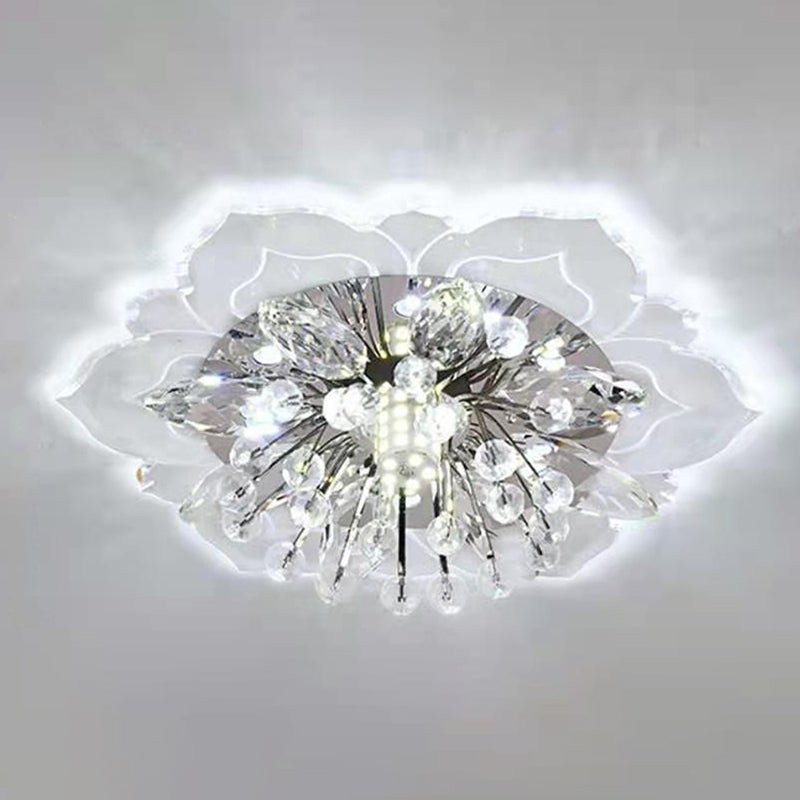 Flower-shaded Flush Mount Ceiling Light Fixture Modern Crystal Flushmount Recessed Lighting