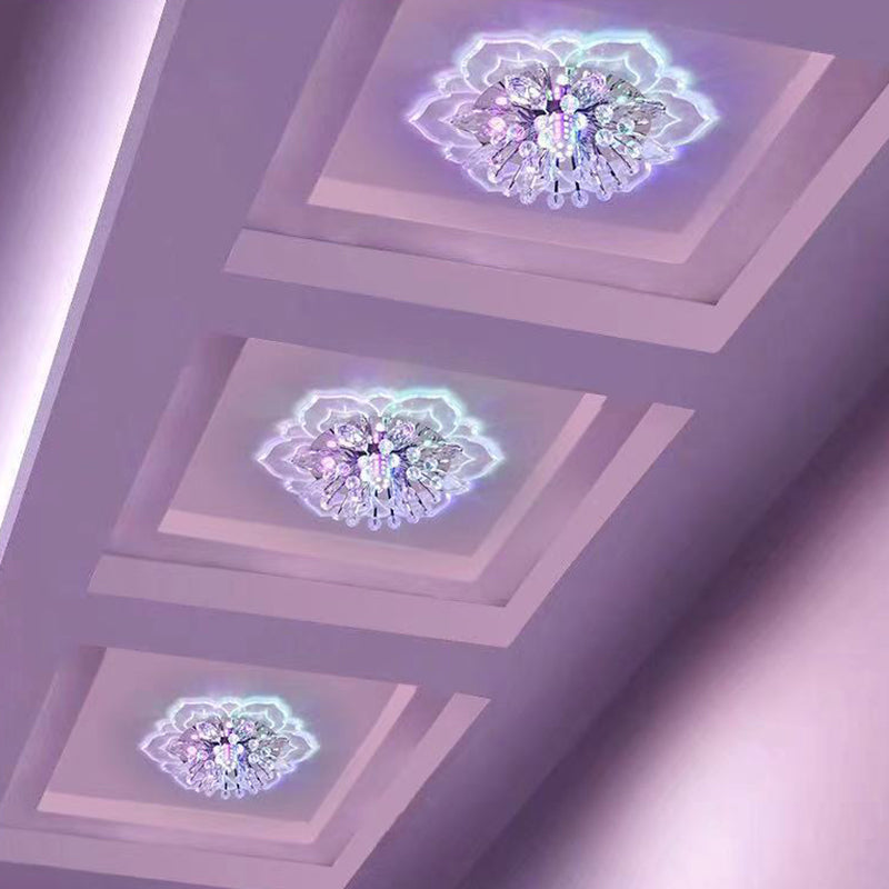 Flower-shaded Flush Mount Ceiling Light Fixture Modern Crystal Flushmount Recessed Lighting
