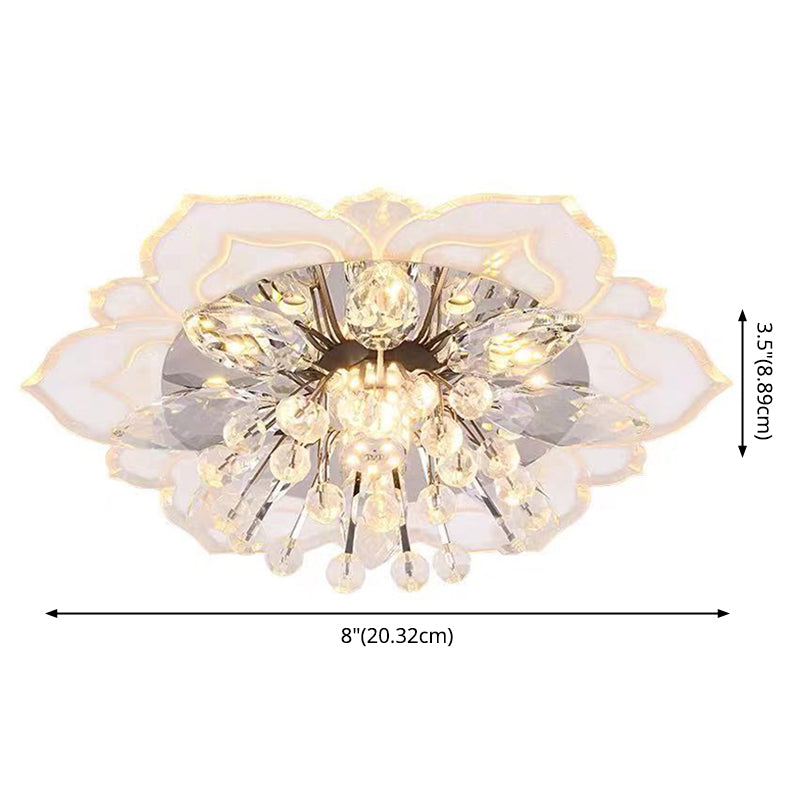 Flower-shaded Flush Mount Ceiling Light Fixture Modern Crystal Flushmount Recessed Lighting