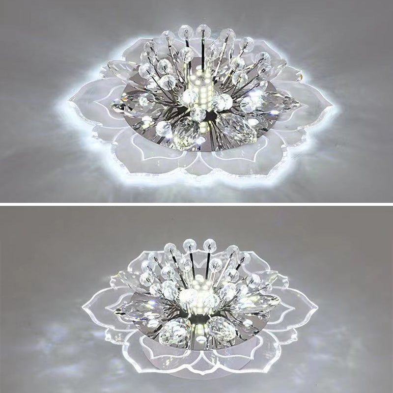 Flower-shaded Flush Mount Ceiling Light Fixture Modern Crystal Flushmount Recessed Lighting