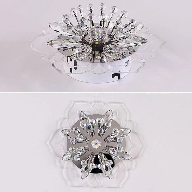 Flower-shaded Flush Mount Ceiling Light Fixture Modern Crystal Flushmount Recessed Lighting
