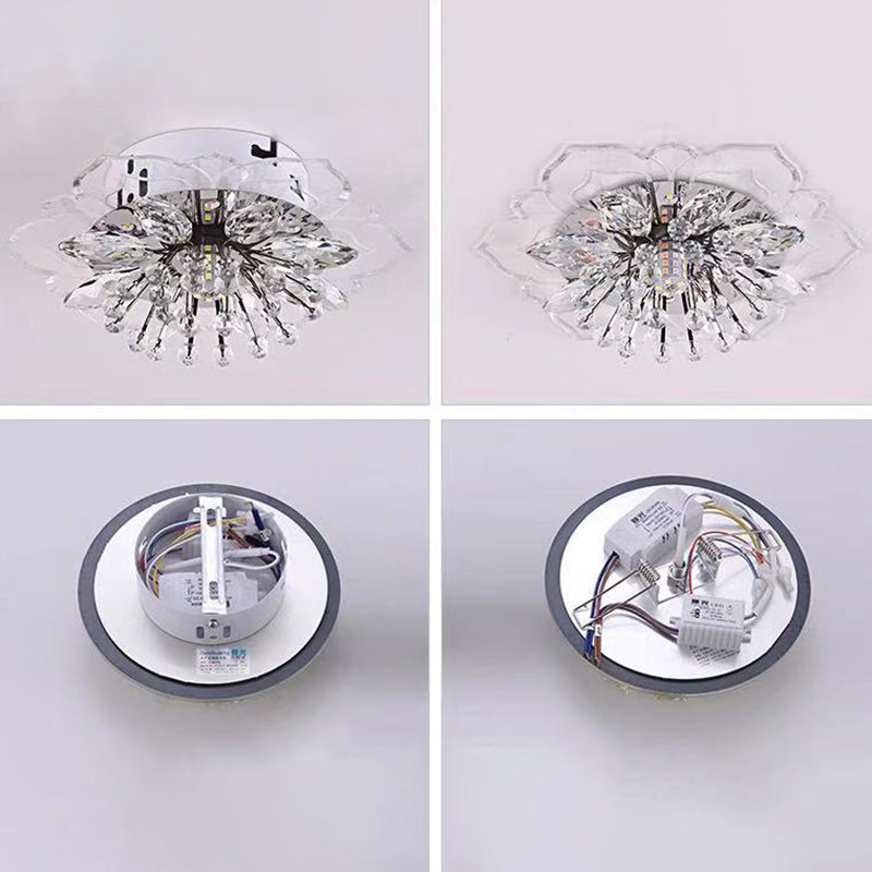 Flower-shaded Flush Mount Ceiling Light Fixture Modern Crystal Flushmount Recessed Lighting