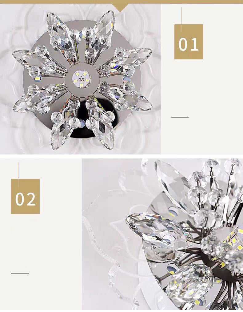 Flower-shaded Flush Mount Ceiling Light Fixture Modern Crystal Flushmount Recessed Lighting