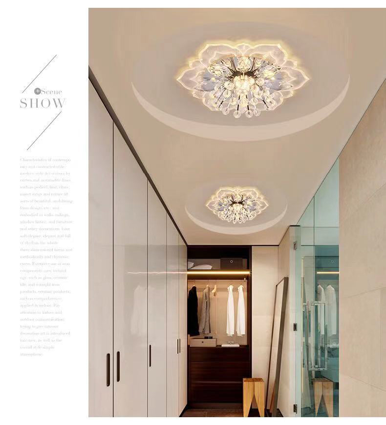 Flower-shaded Flush Mount Ceiling Light Fixture Modern Crystal Flushmount Recessed Lighting