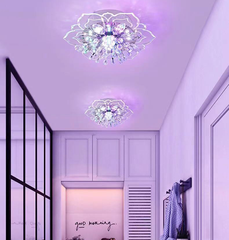 Flower-shaded Flush Mount Ceiling Light Fixture Modern Crystal Flushmount Recessed Lighting