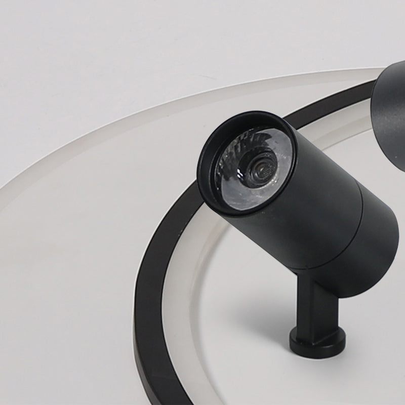 Plafonniers encastrés à LED noirs à 2 lumières, plafonnier ovale en aluminium pour chambre à coucher