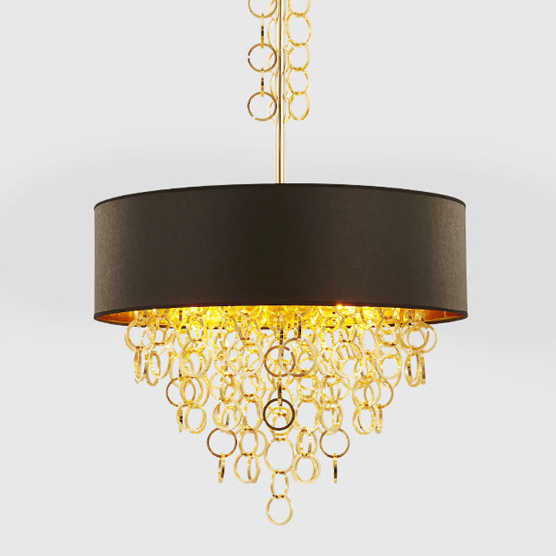 Simplicity Circular Chandelier Light Fixture Metal Living Room Ceiling Pendant Light in Black