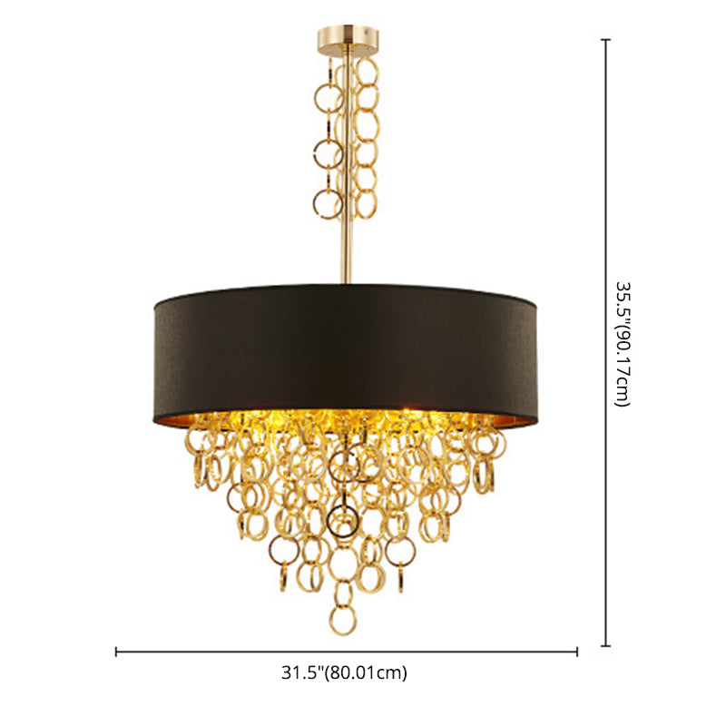Simplicity Circular Chandelier Light Fixture Metal Living Room Ceiling Pendant Light in Black