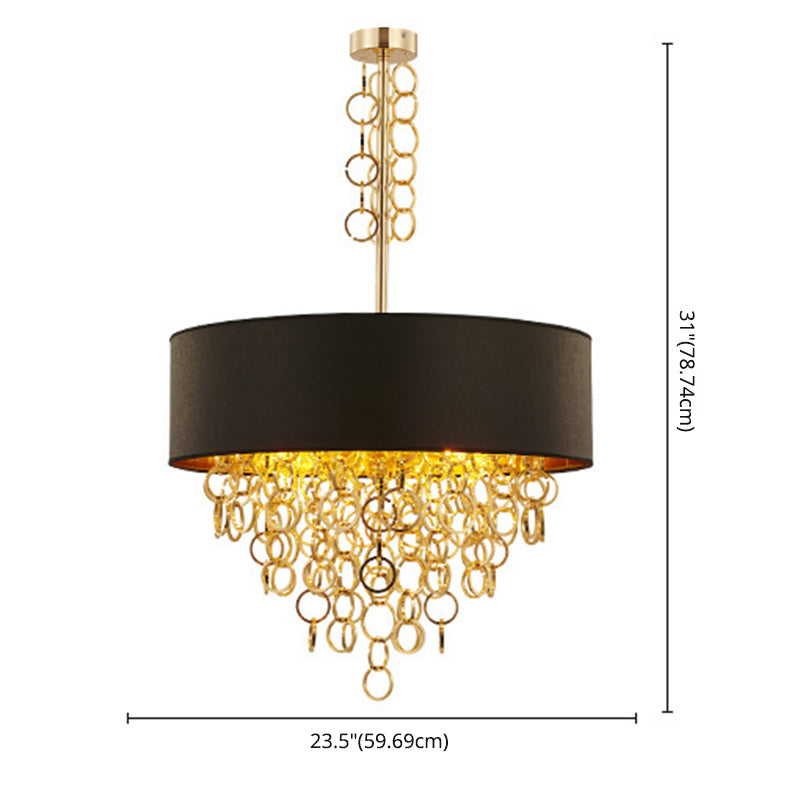 Simplicity Circular Chandelier Light Fixture Metal Living Room Ceiling Pendant Light in Black